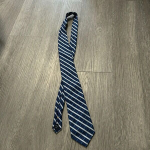 Nautica 100% Silk Stripped Blue Business Professional Office Tie